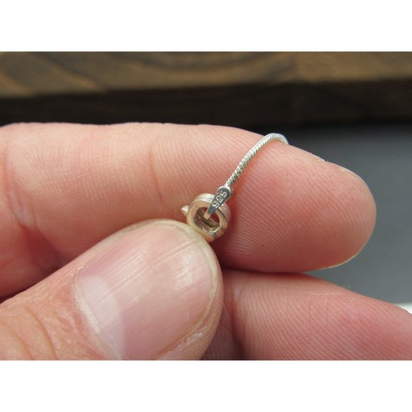 24" Sterling Silver Large Asian Character Pendant Necklace Vintage Minimalist - Picture 4 of 6